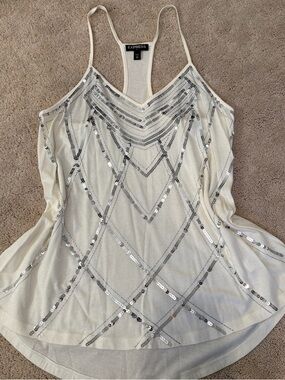 Express Cream Sequin-Embellished Racerback Camisole